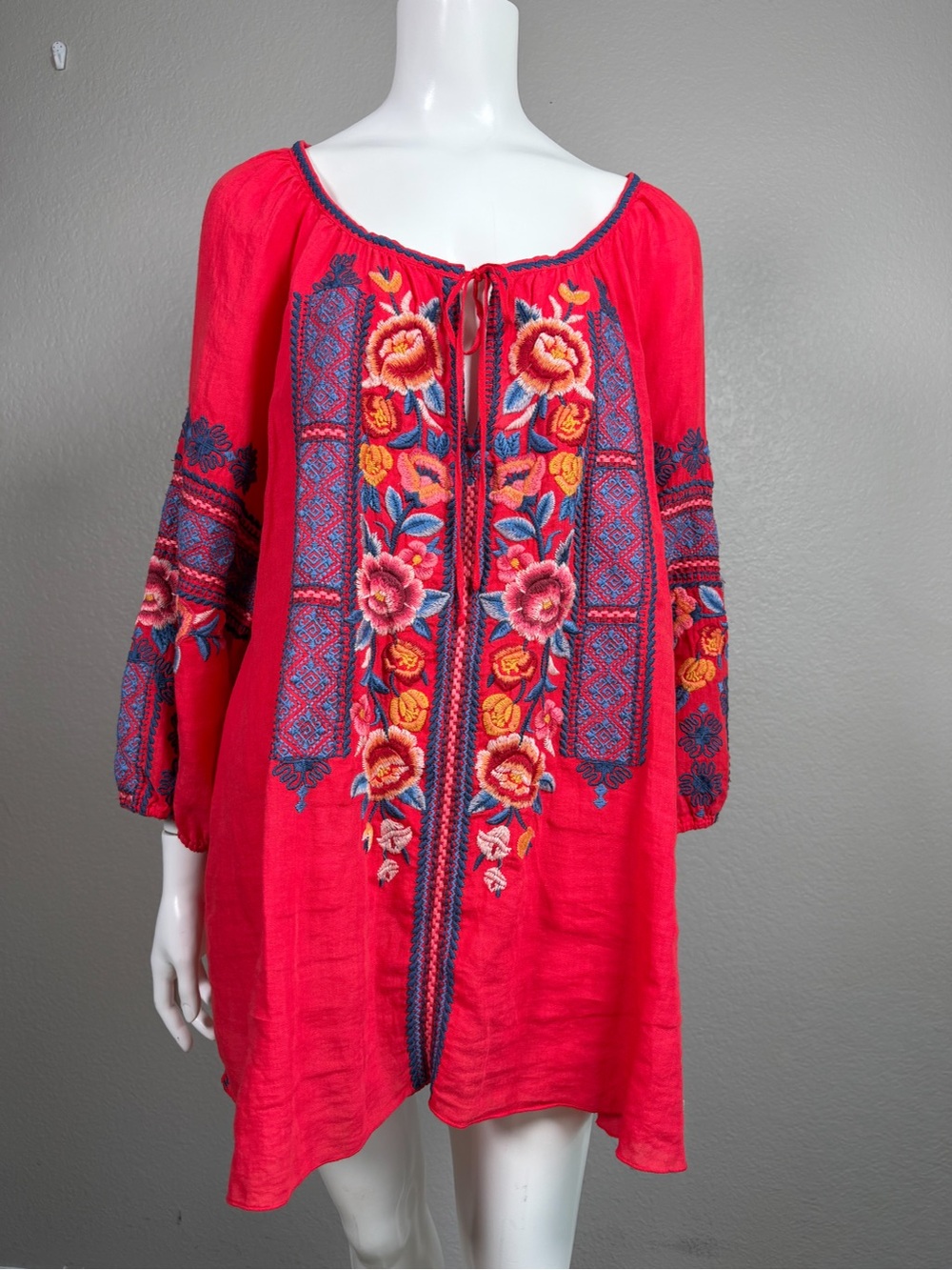 Johnny Was Workshop Juliene Candy Land Embroidered Ramie Tunic 2X - Picture 2 of 11